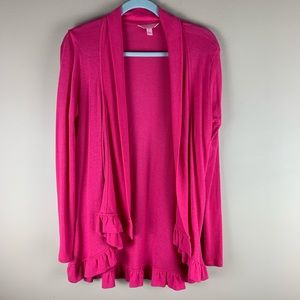 Lilly Pulitzer Pink Ruffle Open Front Cardigan M